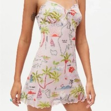 Urban Outfitters Elodie Printed Mesh Mini Dress Holiday Islands Print Small