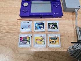 RARE Nintendo 3DS BUNDLE Midnight Purple Console with 6 Games Tested And Working