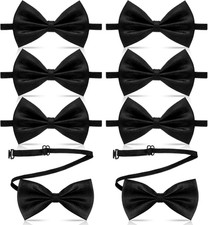8 Pcs Men s Pre-Tied Adjustable Bow Ties Satin Polyester Clip-On Black