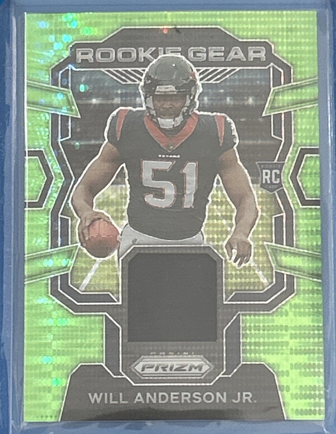 2023 Panini Prizm Rookie Gear Neon Green Pulsar Prizm Will Anderson Jr #RG-WA RC