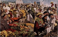 1926 Julius Rolshoven Mexican Market Art Postcard Chicago Museum C-28