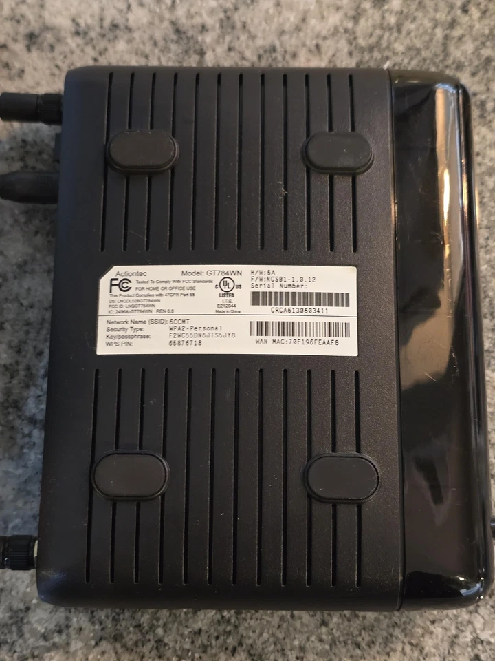 Actiontec GT784WN Wireless-N ADSL2+ DSL Modem Router Gateway WiFi 4-Port + PSU - Image 3 of 4