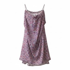 O'Neill Slip Dress Asymmetrical Hem Floral Ruched Top Tie Sz Small Lined