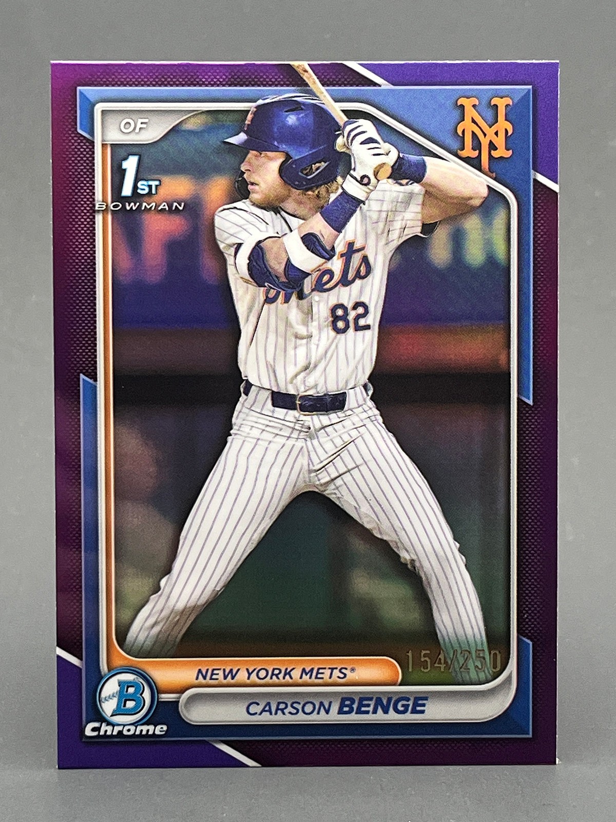 2024 Bowman Draft Chrome CARSON BENGE, 1st - New York Mets Purple Refractor /250