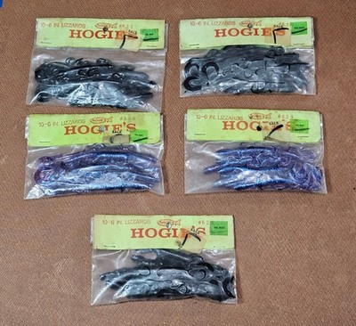 Lot of HOGIE'S Soft Plastic Lizard Fishing Lure Asst Colors 5 pk El Campo Tx