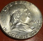 1963- Franklin Half Dollar MS Unc AU Nice