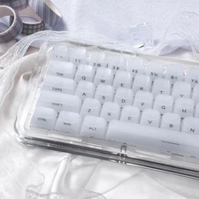119 Keys White Translucent Keycaps MDA Profile Jelly Keycap Set Fit for 60 65...