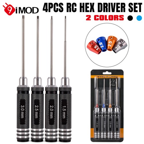 Juego de 4 destornilladores hexagonales de radiocontrol de 1,5 mm/2 mm/2,5 mm/3 mm para avión a control remoto coche dron barco - Imagen 1 de 28