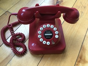 Vintage Red Retro Grand Phone Push Button Rotary Style Desktop