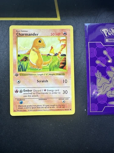 Pokémon Card Charmander 46/102 1st Edition Shadowless Base Set 119💎LP💎