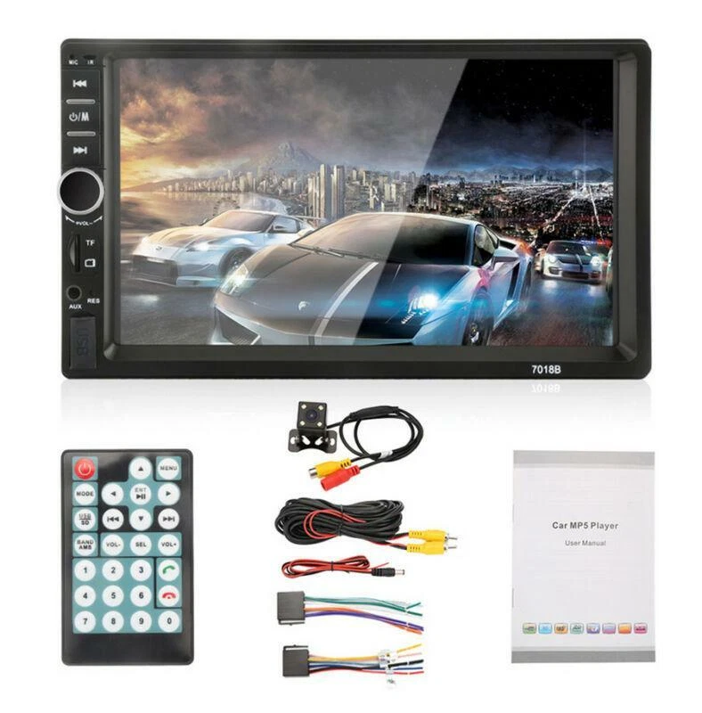 Radio Coche 7" Doble DIN Blueteeth Reproductor Estéreo Pantalla Táctil FM Kit de Cámara de Respaldo Foto 4 de 4