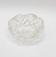 Antique American Brilliant Cut Crystal Salt Cellars Zipper Cut Hand Cut