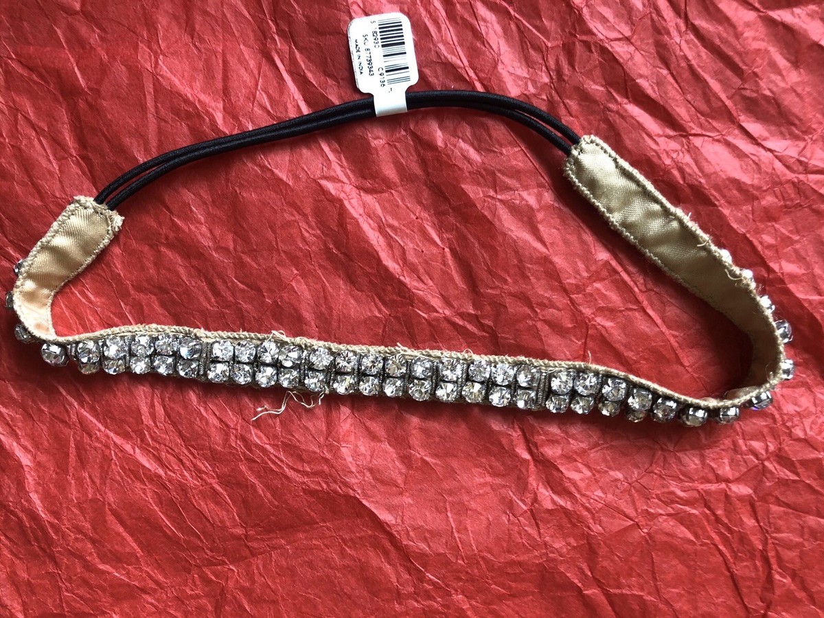 Ann Taylor Gold Rhinestone Bling Sparkle Headband Head Wrap  display picture 2