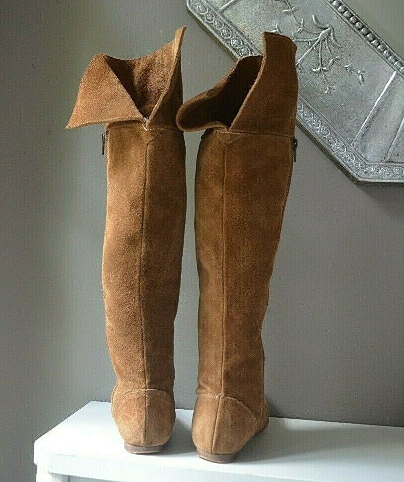 ブーツその他 Eva Brown Suede SAKS FIFTH AVENUE BROWN GENUINE SUEDE TALL OVER THE KNEE