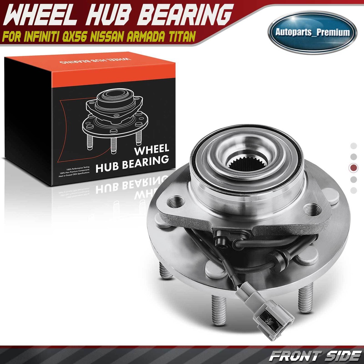 A-Premium Front Wheel Bearing Hub Assembly - 6-Lug With ABS For Nissan Armada Titan Infiniti QX56 4WD