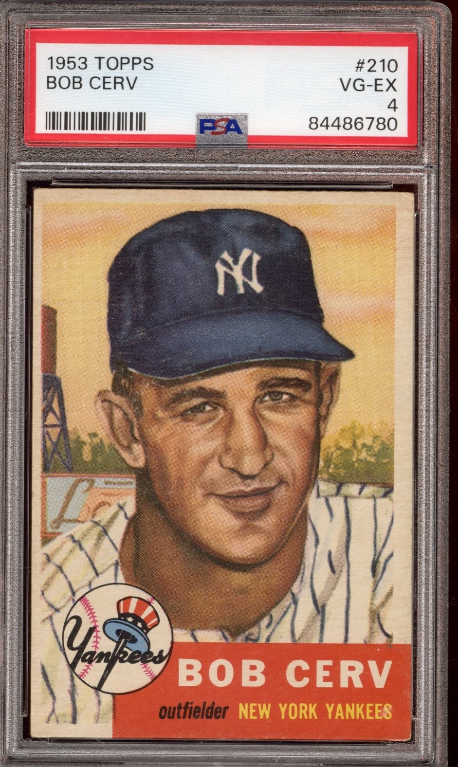 1953 Topps #210 Bob Cerv RC  PSA VG-EX 4 - New York Yankees  - VSCARDS