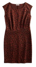 NWOT Women's Nine West Brown Leopard Print Cap Sleeve Ponte Sheath Dress Size M