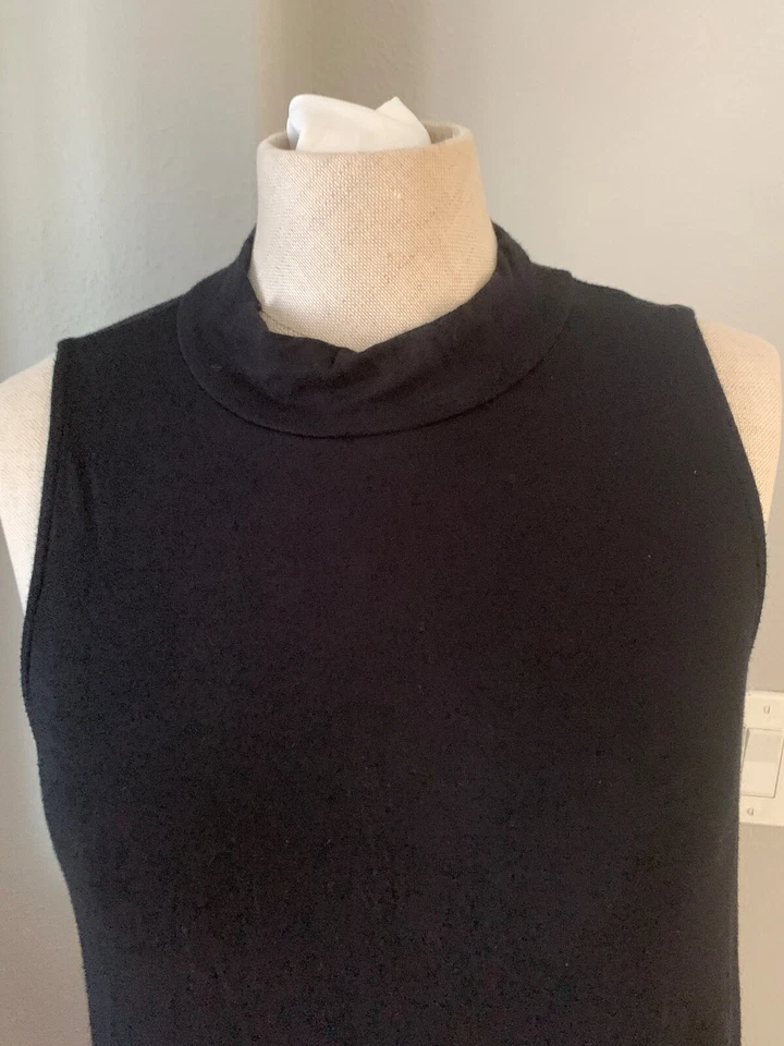 Soprano Black Jersey Knit Sleeveless Mock Neck Halter Dress M Stretch Flare LBD - Image 4 of 4