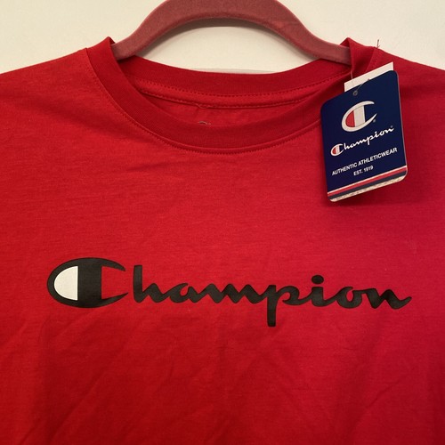NWT Champion Boys Red S/S 100% Cotton Logo T-Shirt Top Size Large - Picture 2 of 7