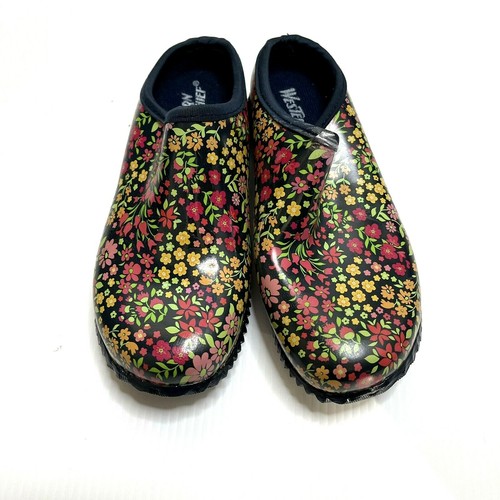 Western Chief Women's Size 6 Navy Floral Print Gorgeous Garden Clog - Picture 2 of 8