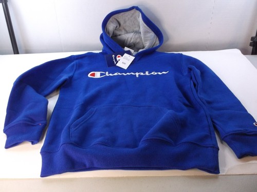Champion Youth Pull on Hoody Sweatshirt Blue Size S (8) Embroidered Logo NWT
