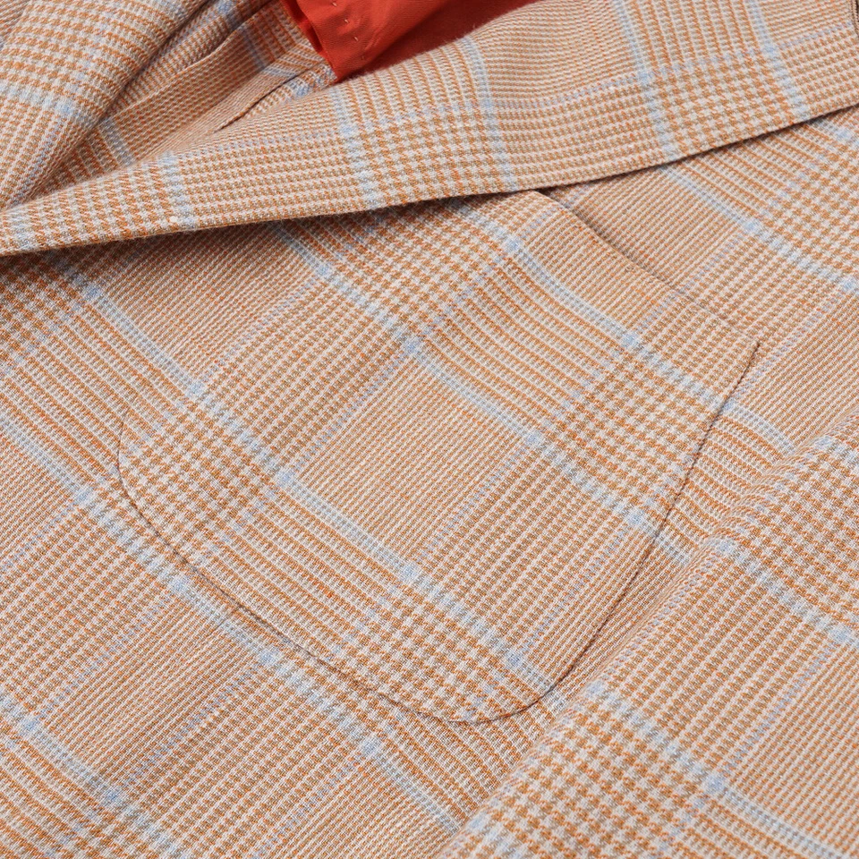 Abrigo deportivo D'Avenza naranja y azul cielo a cuadros lana-lino-seda 40R (UE 50) Foto 4 de 4