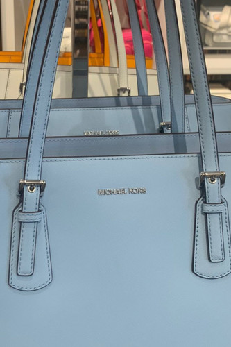 Michael Kors Voyager Women Large Saffiano Leather Shoulder Tote Bag Light Sky - Picture 5 of 14