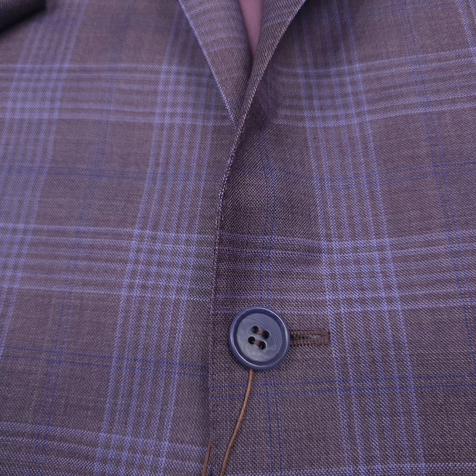$1695 Chaqueta Abrigo Deportivo Canali Siena Púrpura Lana a Cuadros Para Hombre Talla 38R (Italia 48R) Foto 4 de 4