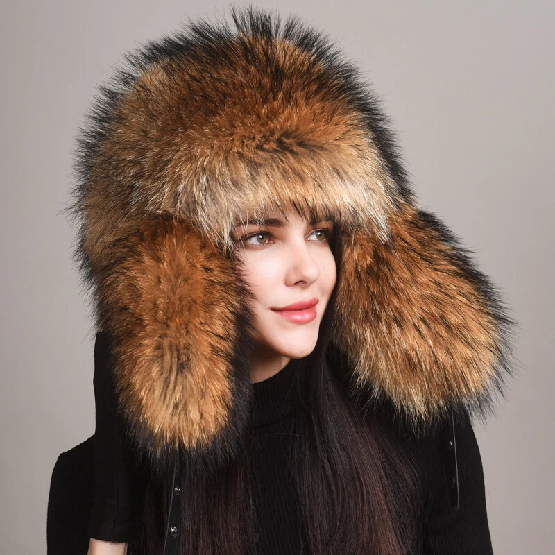Unisex Full Covered Real Natural Fox Fur Hat Russian Ushanka Hat Trapper Hat - Image 2 of 4