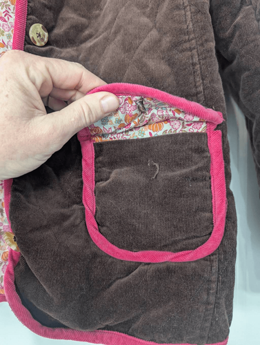 Vintage Lilly Pulitzer Girls Sz 10 Brown Corduroy Quilted Coat Floral Lining - Picture 4 of 7