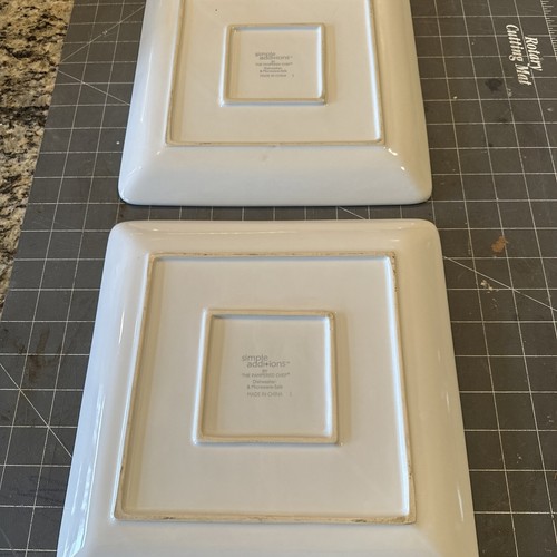 (2) Pampered Chef Simple Additions Plates 10" Square White Dinner Plates EC - Picture 4 of 4