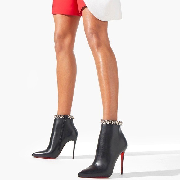 CHRISTIAN LOUBOUTIN Black Chain 100mm Stileto Heel Boots 36 | eBay
