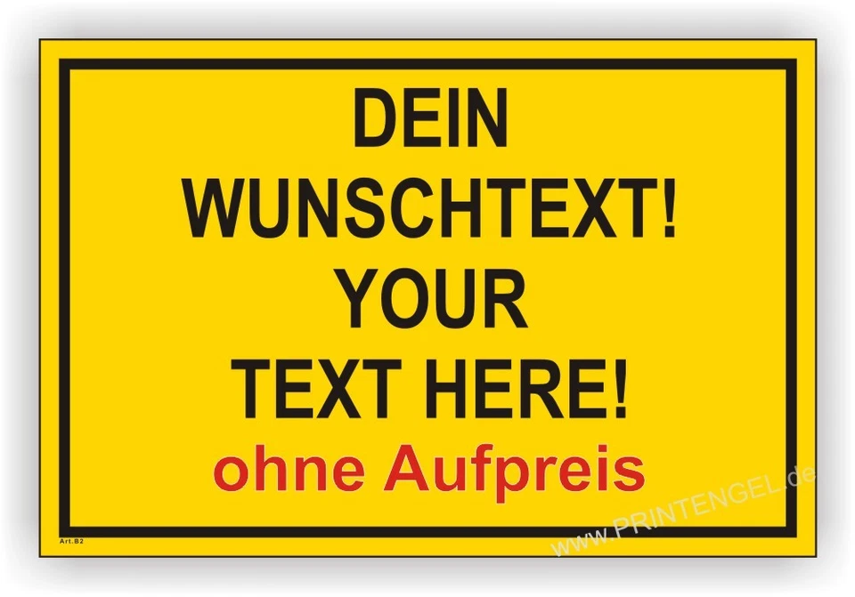 Warn,Schild,Schilder,Aufkleber,Hinweis,Baustelle Individuell Text nach Wunsch B2