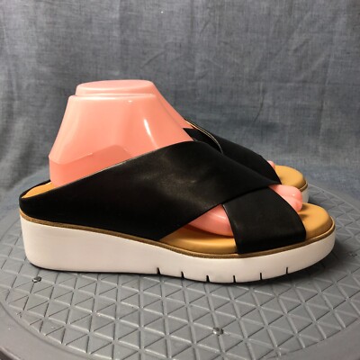 Corso Como Bruna Womens Leather Sandals Size 9M Black Cross Strap