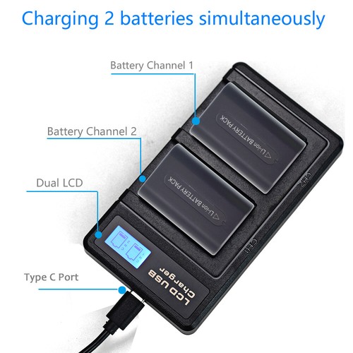 2Battery +USB Charger for Sony NP-FH50 NP-FH40 NP-FH30 Alpha DSLR A230 A330 A380 - Picture 6 of 11