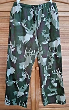 Mossimo Supply Co Mens Medium Pants Elk Moose Deer Pajamas Green Camo