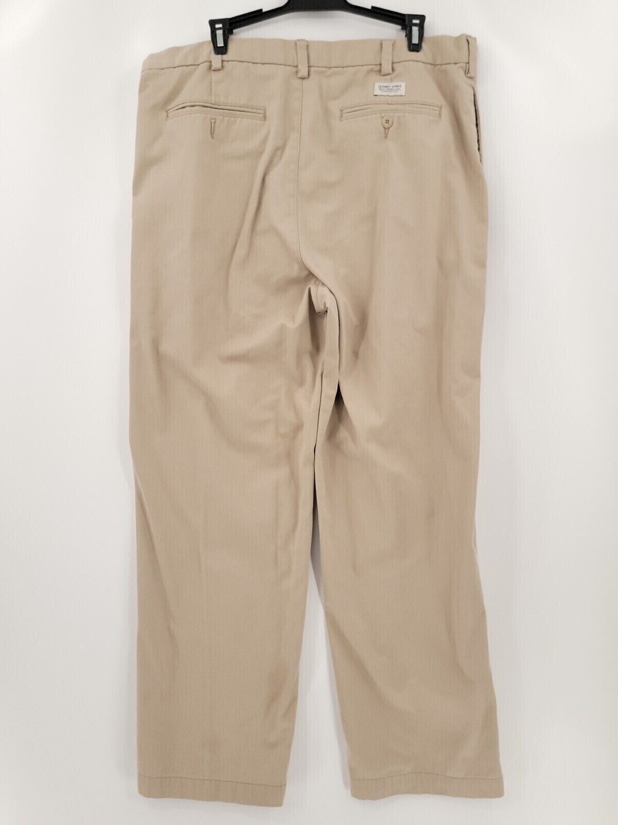 Old Navy Khakis Mens Size 38x32 Straight Leg Tan 4 Pocket
