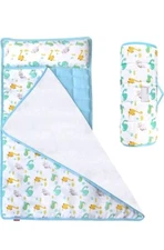 Moonsea Toddler Nap Mat with Soft Pillow & Fleece Minky Blanket