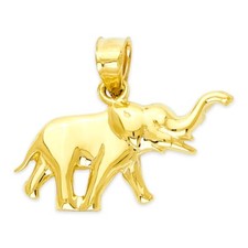 Solid Gold Elephant Pendant in 10 or 14k, Good Luck Charm For Women