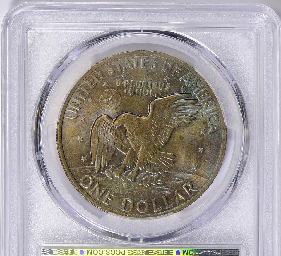 1971-D Eisenhower Dollar PCGS MS-64 Monster Two Sided Toning Toned Ike - Image 4 of 4