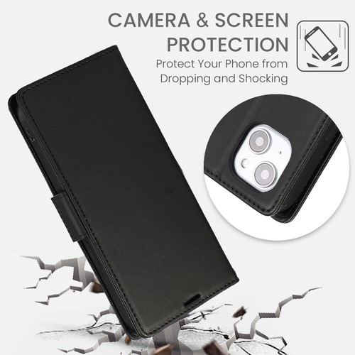 For iPhone 15 14 13 12 11 XR XS 7 8 Leather Flip Card Holder Wallet Case Cover - Picture 6 of 14