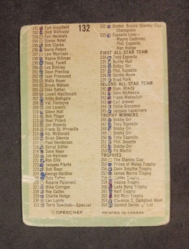 Lista de verificación de hockey O-Pee-Chee 1970-71 #132 marcada, arrugada - Imagen 2 de 2