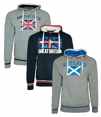 Fleece Sweatshirt Hoodie Mens S M L 2XL Union Jack Flag Britain Hooded Top