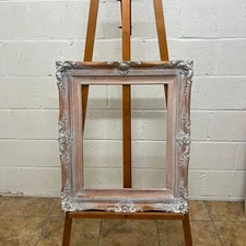 Levin Company frame, wood, white washed wooden, composition matter moulding 