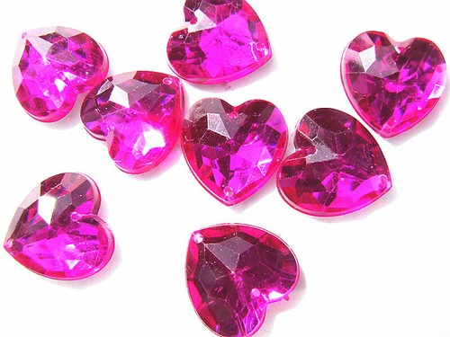 Acrylic Rhinestone Gems 16 mm Love Heart Flat Back Sew On Crystal Red Green Blue - Picture 38 of 57