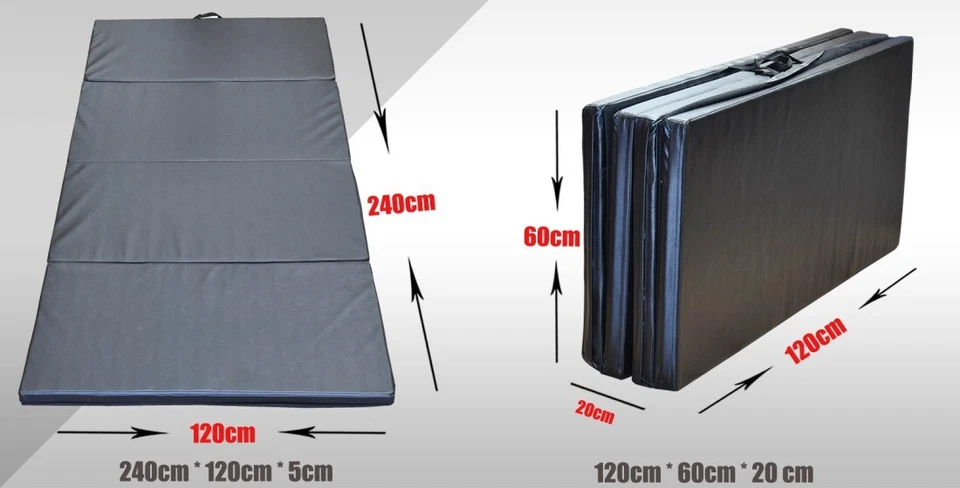 Large 240cm x 120cm x 5cm Gymnastics Folding Gym Exercise Yoga Mat - Black - image 4 of 4