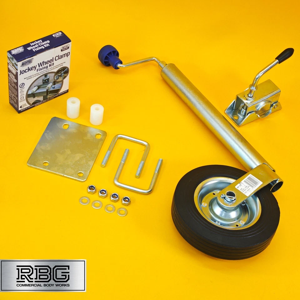 42mm Jockey Wheel + Clamp + Fixing Kit For Trailer / Caravan 100Kg 480-750mm UK - Image 2 of 4