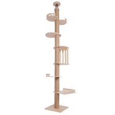 100.4-104.3" Tall Wood Cat Tower Tree Wall With Sisal Scratching Climbing Posts