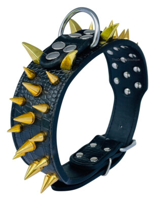 Dog Spiked Collars Pet Dog Rivet Collar Spiked Studded Strap Faux