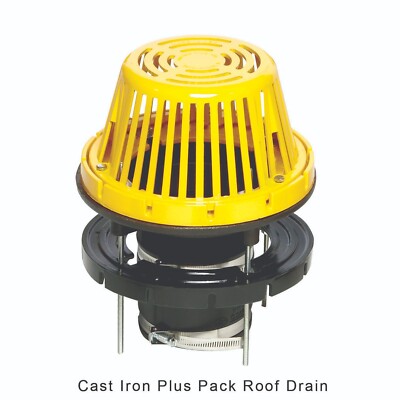 Portals Plus 62651 Roof Drain Cast Drain Pack Aluminum Dome 4'' Yellow